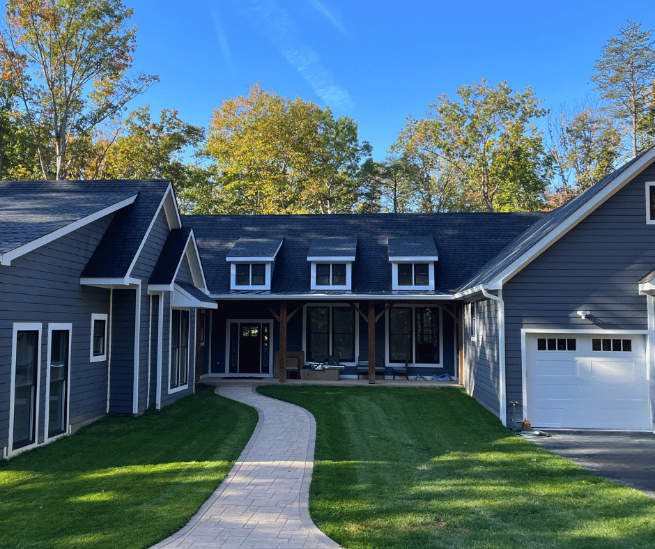 Before and After photo of a roof replacement completed by Ridgeline Exteriors